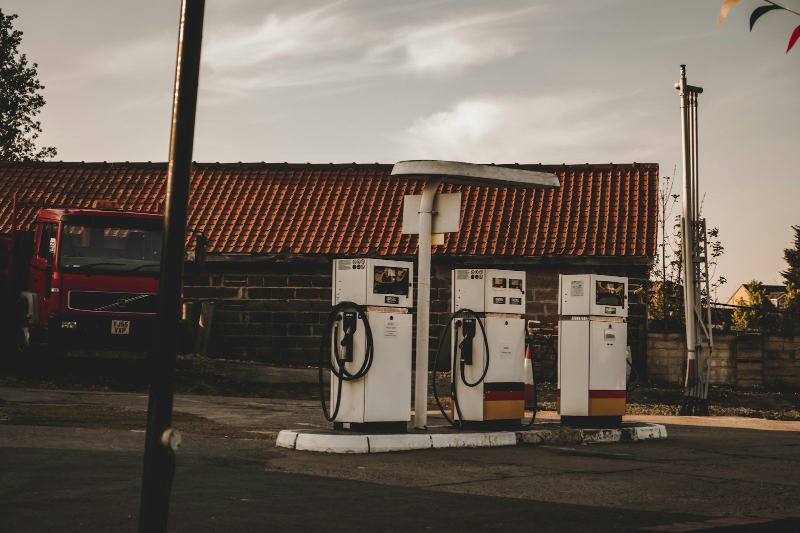 A UK petrol station forecourt